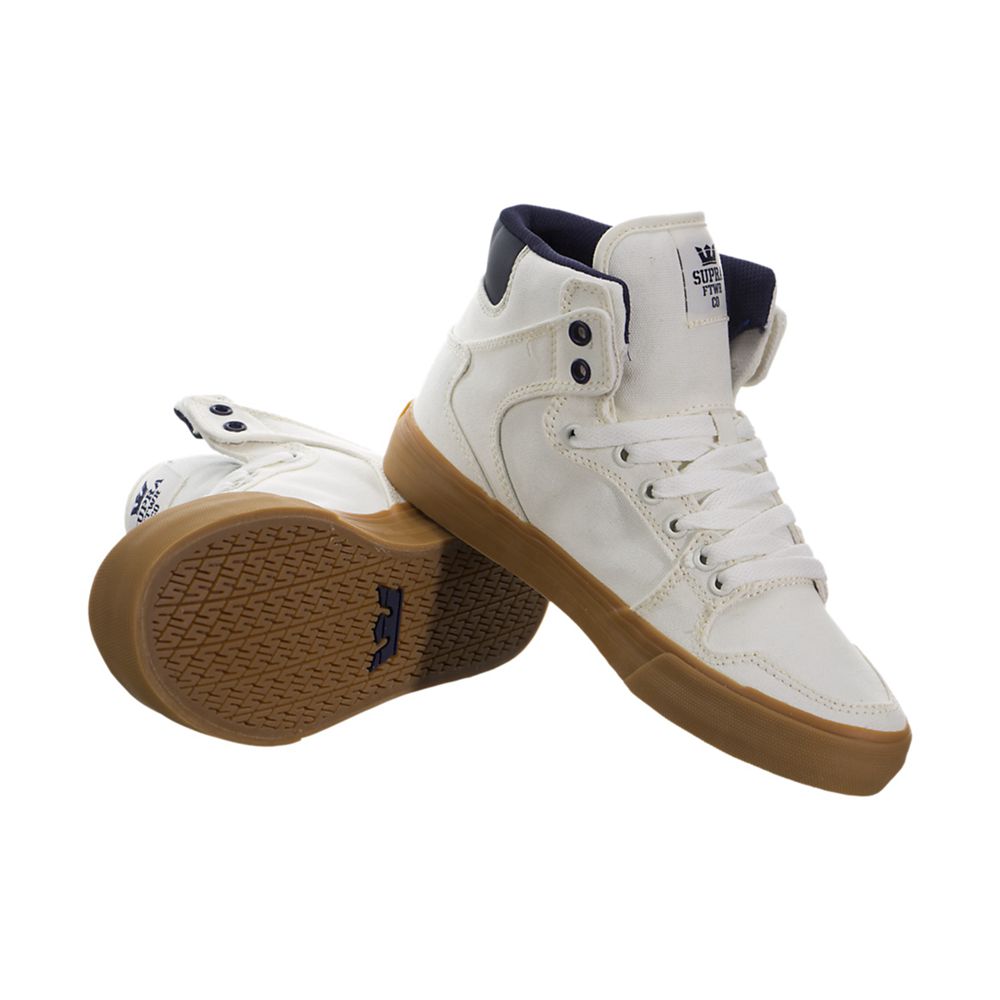 Baskets Montantes Supra Vaider Blanche Bleu Off White/Blue Nights-Gum Homme | WUJ-87525944